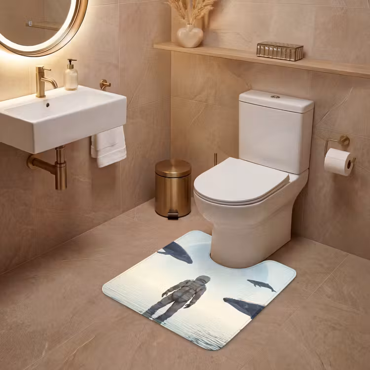 WC Vorleger - Astronaut – Wal – Fantasie - Ruimtevaarder - Walvis - Fantasie WCmat U-uitsnede middel