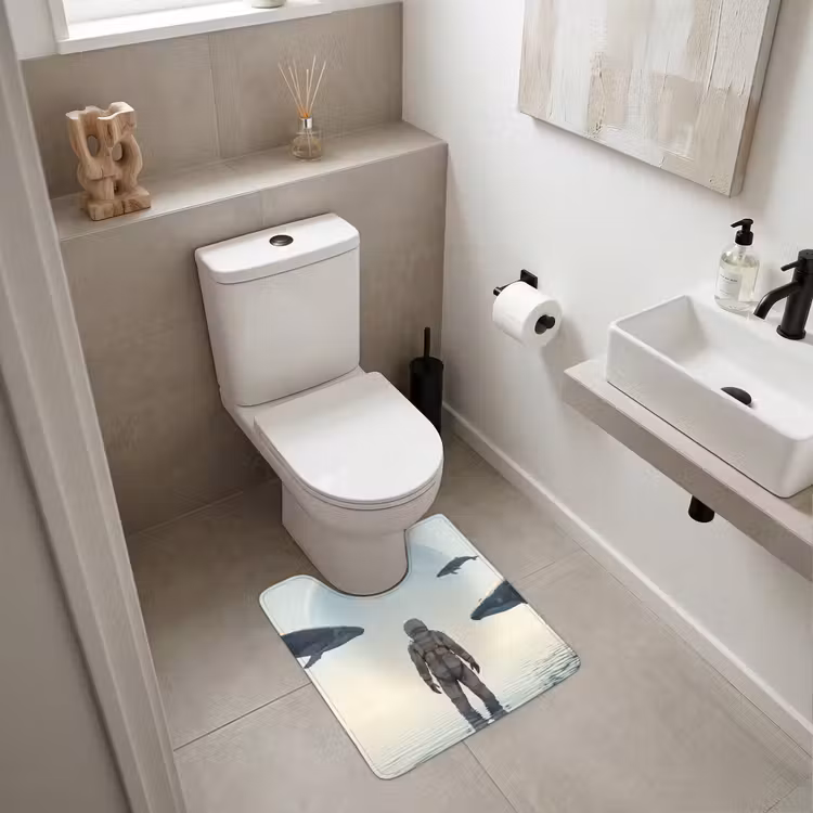 WC Vorleger - Astronaut – Wal – Fantasie - Ruimtevaarder - Walvis - Fantasie WCmat U-uitsnede middel