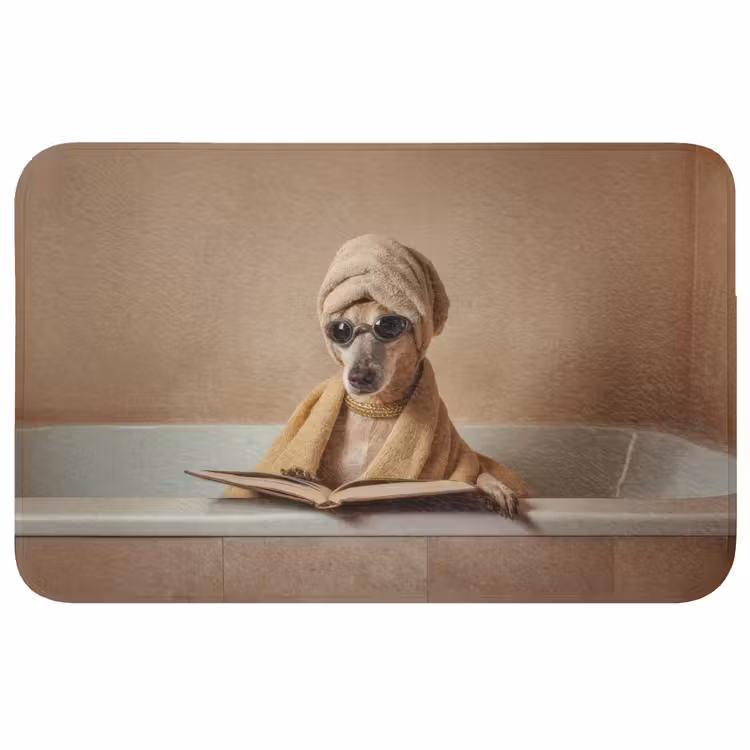 Bad - Hond - Boek - Zonnebril WCmat middel -3d