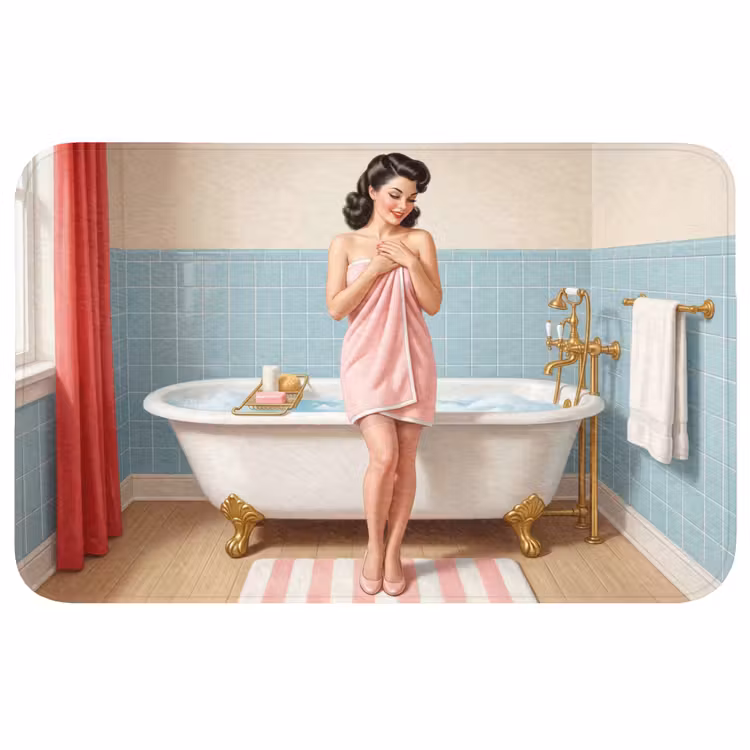 Badkamer - Vrouw - Roze WCmat middel -3d