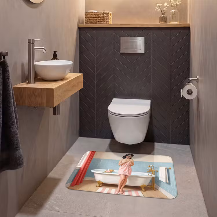 Badkamer - Vrouw - Roze WCmat middel -sfeer2