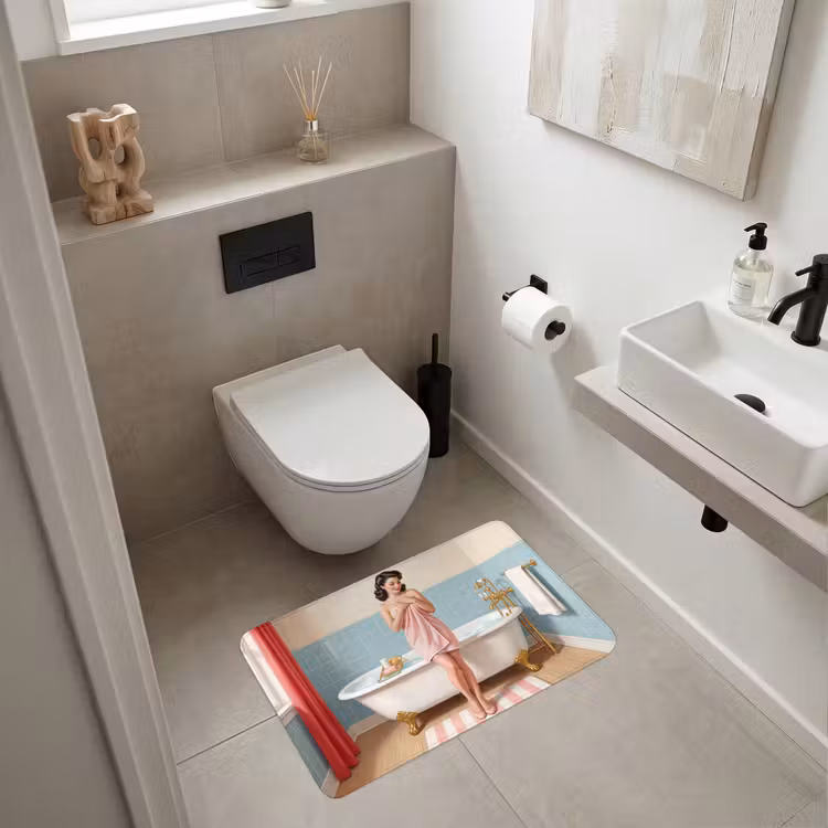 Badkamer - Vrouw - Roze WCmat middel -sfeer1