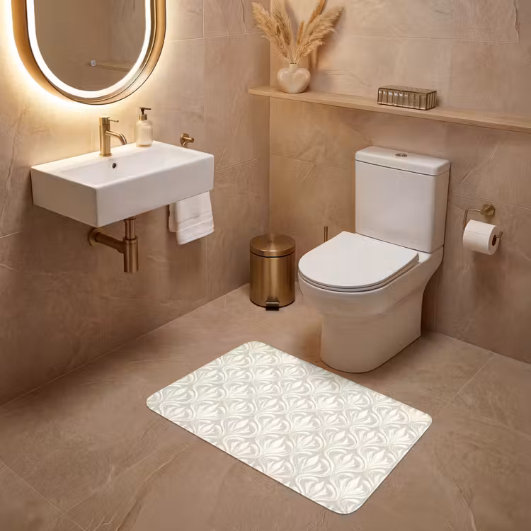 Barok - Patroon - Beige WCmat middel 1009 -sfeer3