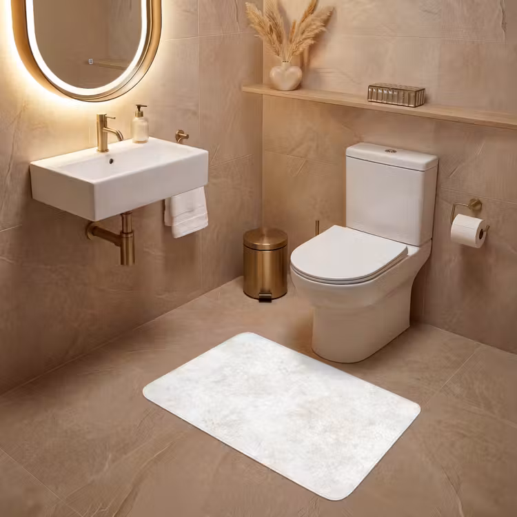 Beige - Marmer - Aders WCmat middel 1009 -sfeer3