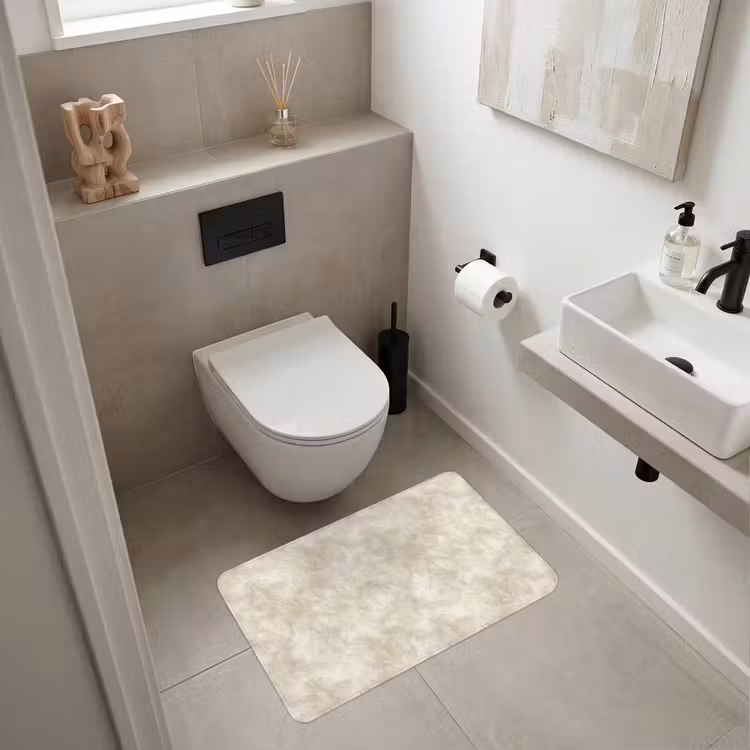 Beige - Reliëfstructuur - Natuursteen WCmat middel 1009 -sfeer1