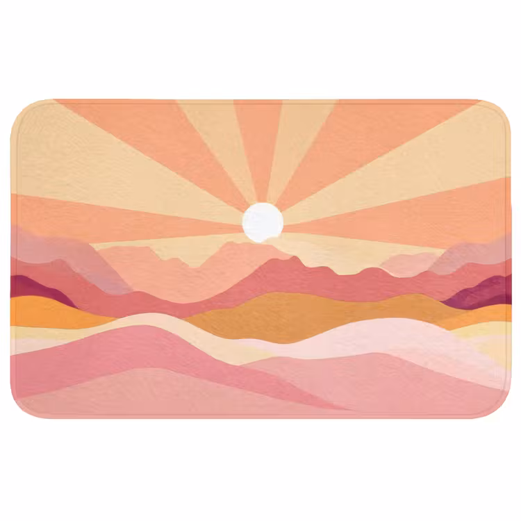 Bergen - Abstract - Zonnestralen - Roze WCmat middel -3d
