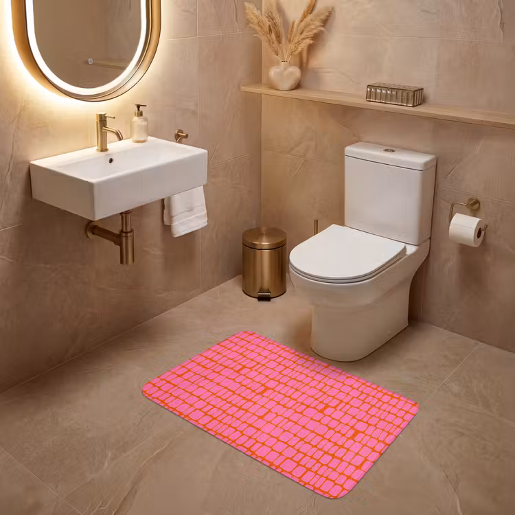 Organisch - Raster - Roze WCmat middel 1009 -sfeer3
