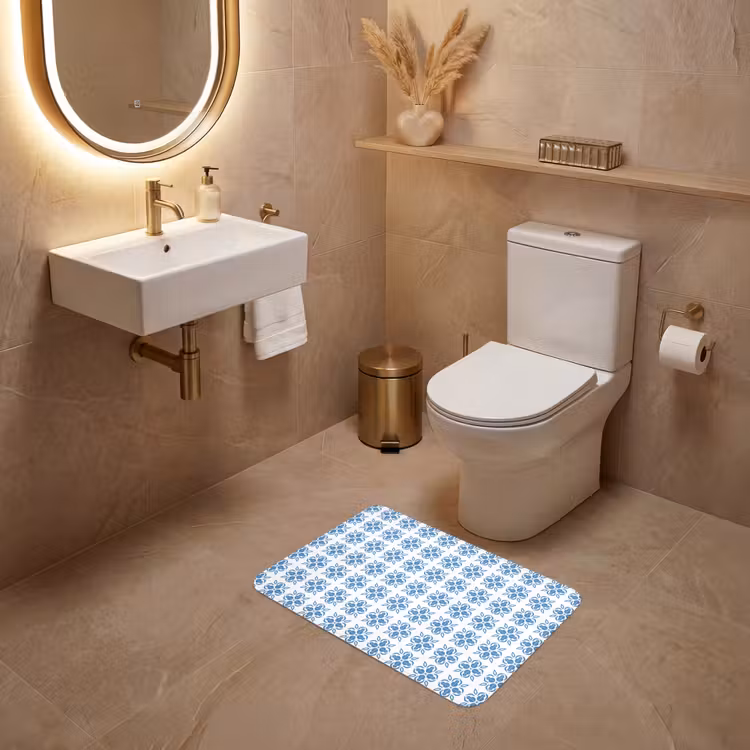 Blauw - Wit - Tegel - Patroon WCmat klein 1009 -sfeer3