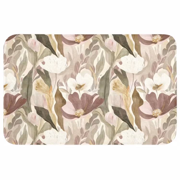 Bloemen - Aquarel - Kleurrijk WCmat middel 1009 -3d