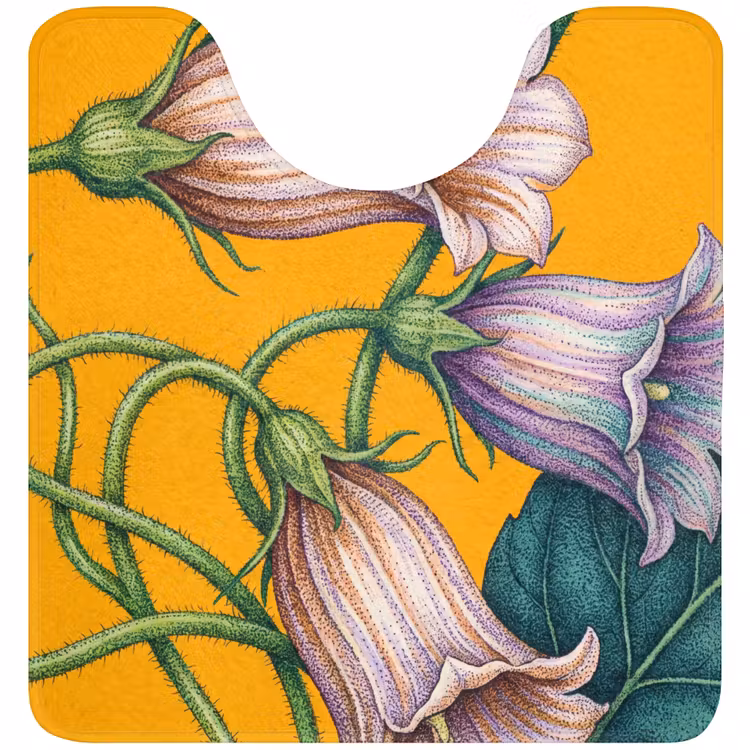 WC Vorleger - Blumen – Botanik – Gelb - Bloemen - Botanisch - Geel WCmat U-uitsnede middel