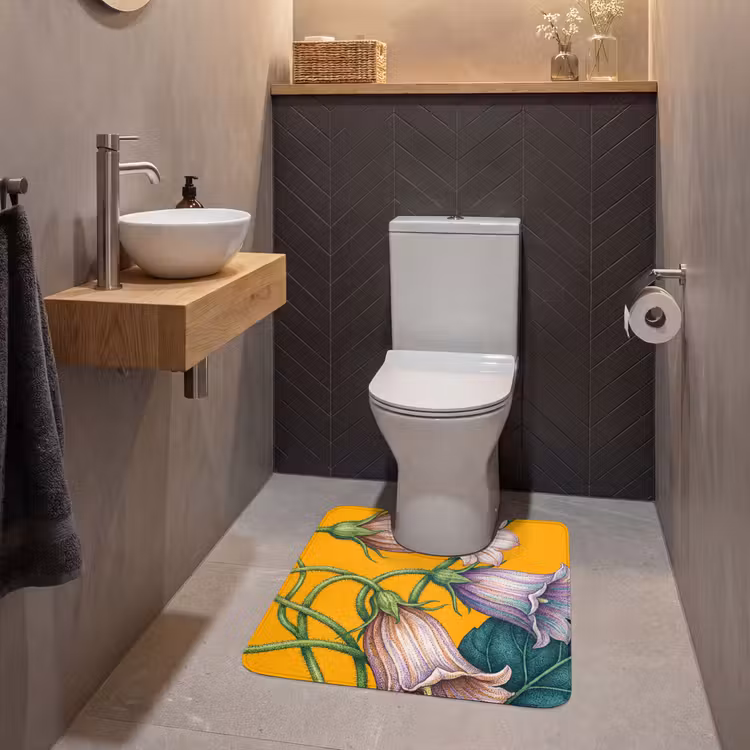 WC Vorleger - Blumen – Botanik – Gelb - Bloemen - Botanisch - Geel WCmat U-uitsnede middel