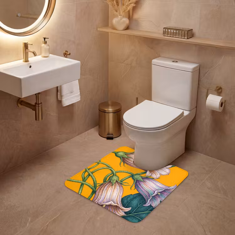 WC Vorleger - Blumen – Botanik – Gelb - Bloemen - Botanisch - Geel WCmat U-uitsnede middel
