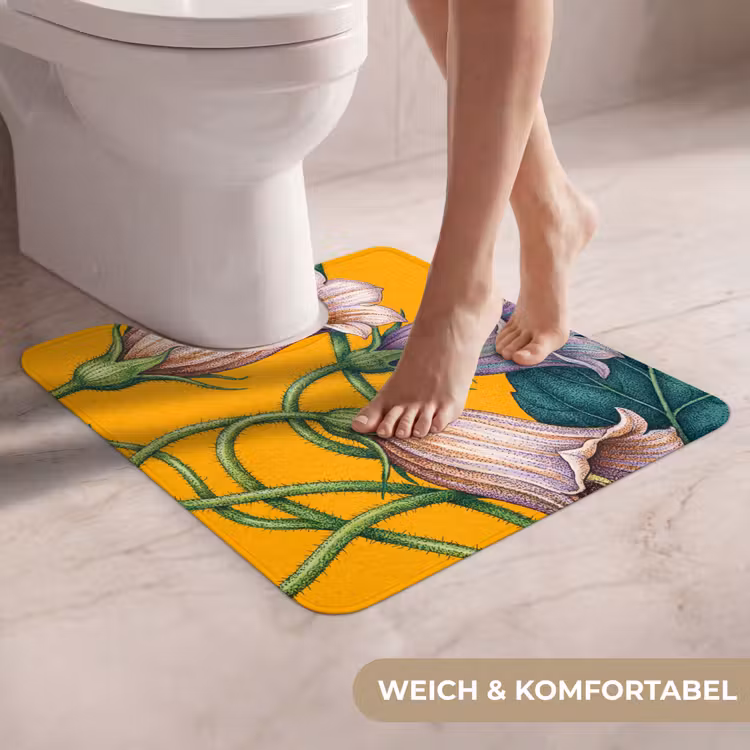 WC Vorleger - Blumen – Botanik – Gelb - Bloemen - Botanisch - Geel WCmat U-uitsnede middel