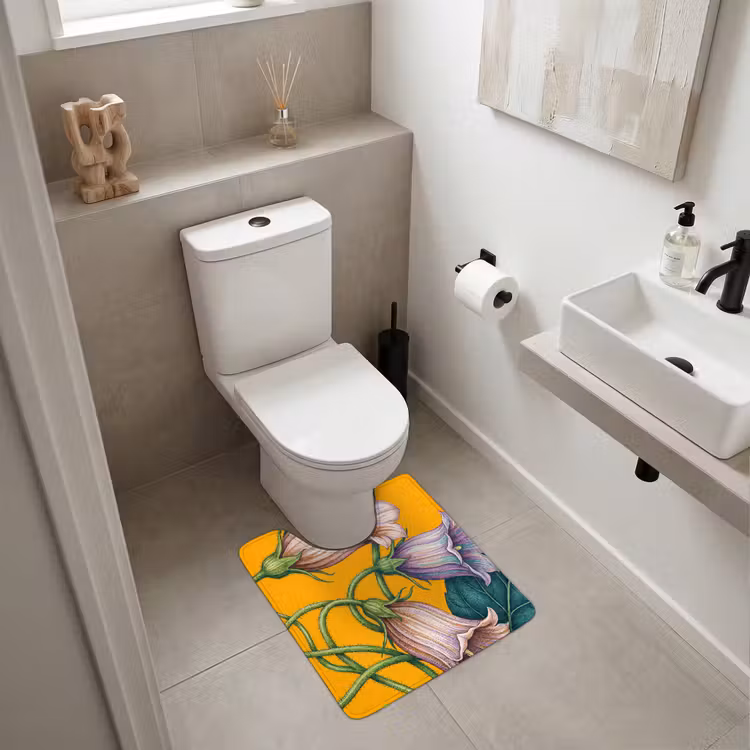 WC Vorleger - Blumen – Botanik – Gelb - Bloemen - Botanisch - Geel WCmat U-uitsnede middel