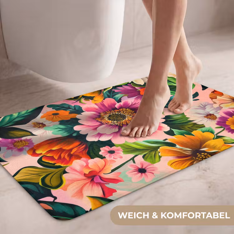 Bloemen - Kleurrijk - Roze WCmat middel -USP_ZachtDE