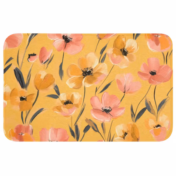 Bloemen - Geschilderd - Geel WCmat middel -3d
