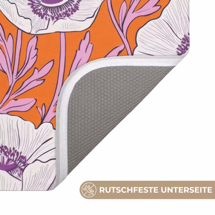 Bloemen - Grafisch - Oranje WCmat middel 1009 -USP_AntislipDE