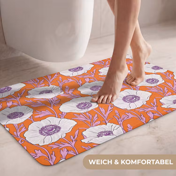 Bloemen - Grafisch - Oranje WCmat middel 1009 -USP_ZachtDE