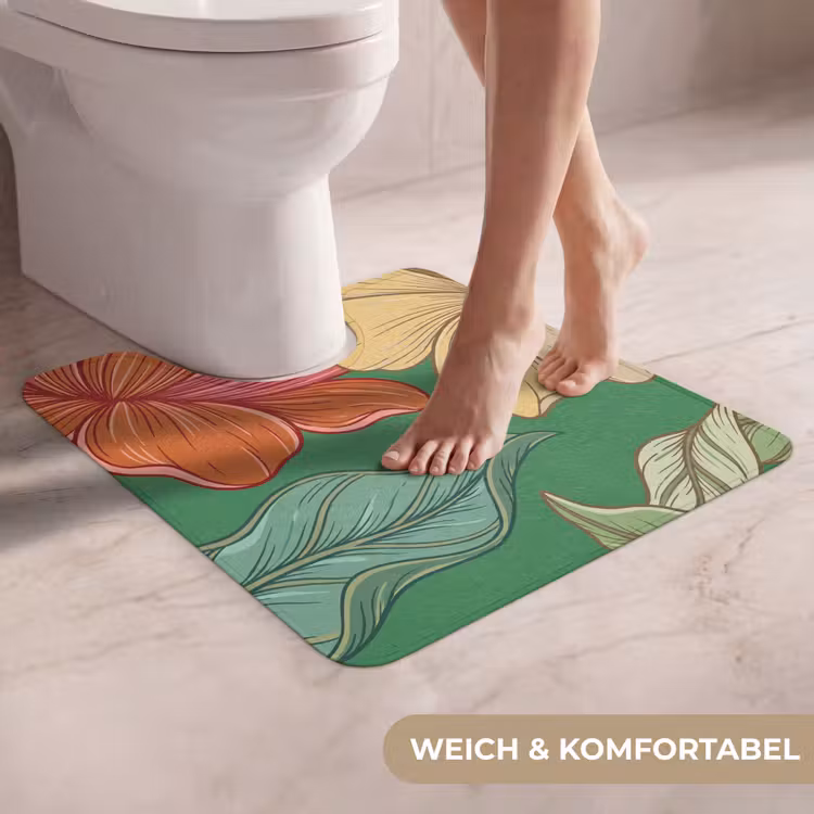 WC Vorleger - Blumen – Grün – Illustration - Bloemen - Groen - Illustratie WCmat U-uitsnede middel