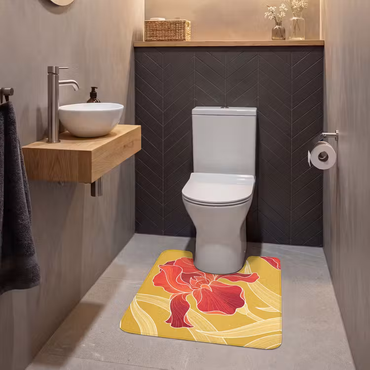 WC Vorleger - Blumen – Illustration – Rot - Bloemen - Illustratie - Rood WCmat U-uitsnede middel