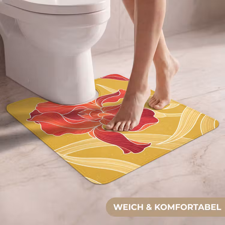 WC Vorleger - Blumen – Illustration – Rot - Bloemen - Illustratie - Rood WCmat U-uitsnede middel