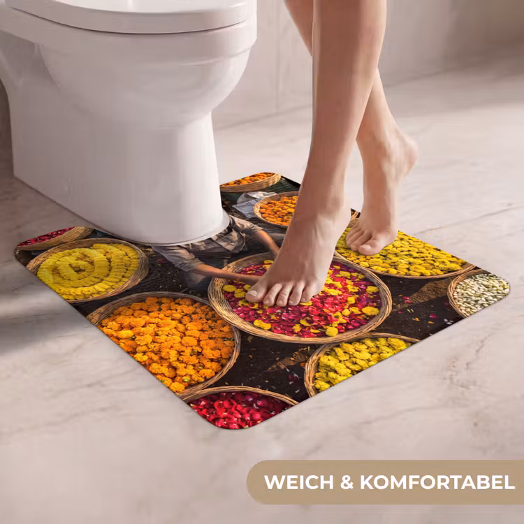 WC Vorleger - Blumen – Markt – Bunt - Bloemen - Markt - Kleurrijk WCmat U-uitsnede middel