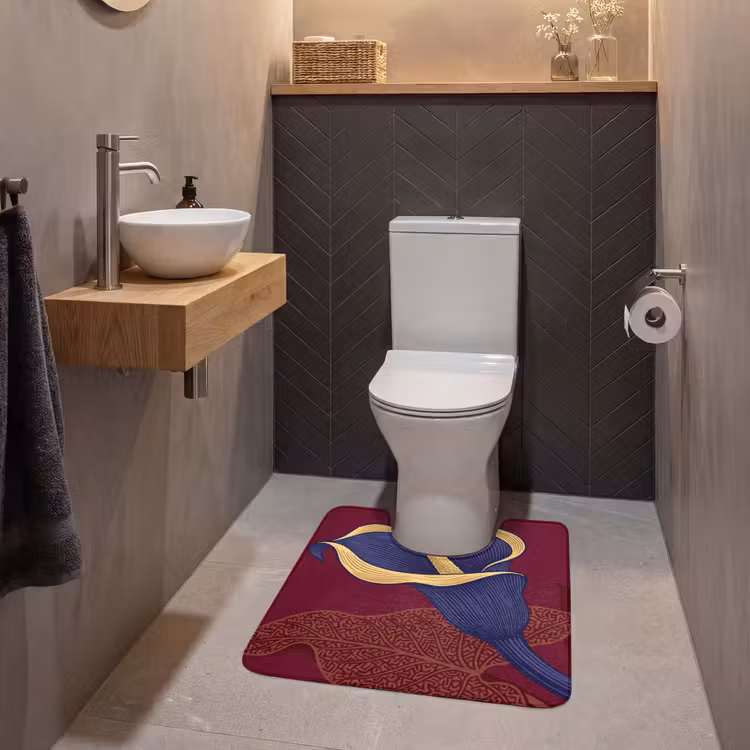 WC Vorleger - Blumen – Modern – Lila - Bloemen - Modern - Paars WCmat U-uitsnede middel