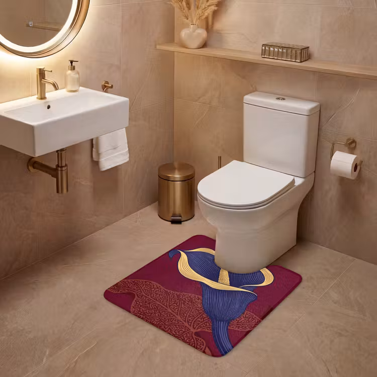 WC Vorleger - Blumen – Modern – Lila - Bloemen - Modern - Paars WCmat U-uitsnede middel