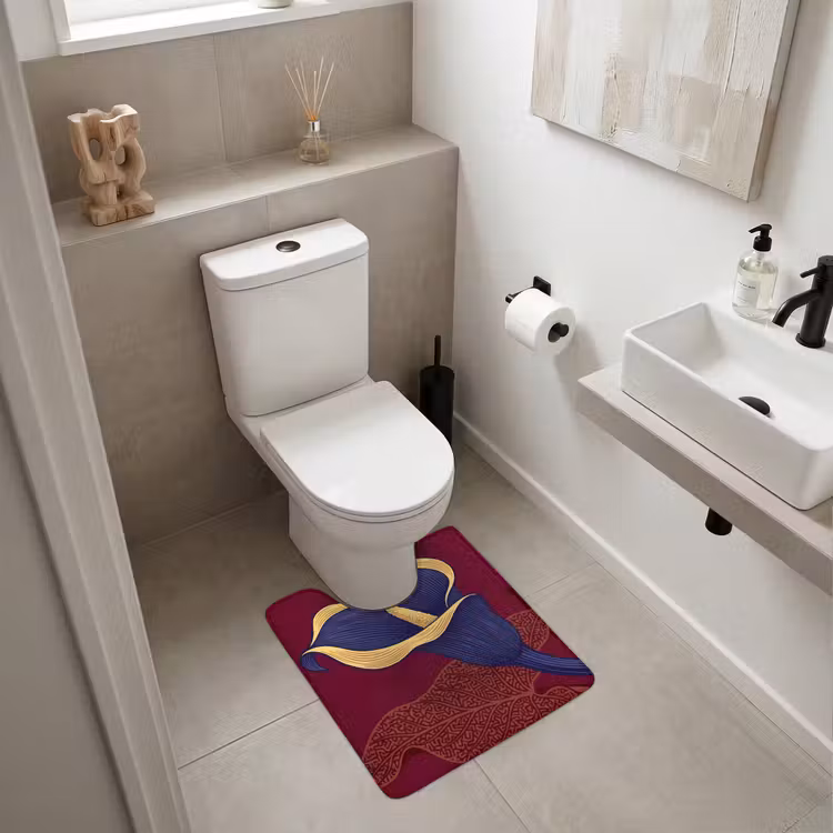 WC Vorleger - Blumen – Modern – Lila - Bloemen - Modern - Paars WCmat U-uitsnede middel