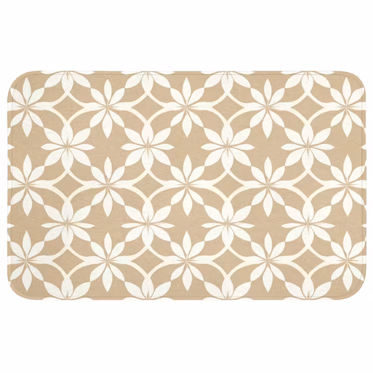 Bloemen - Patroon - Beige WCmat middel 1009 -3d