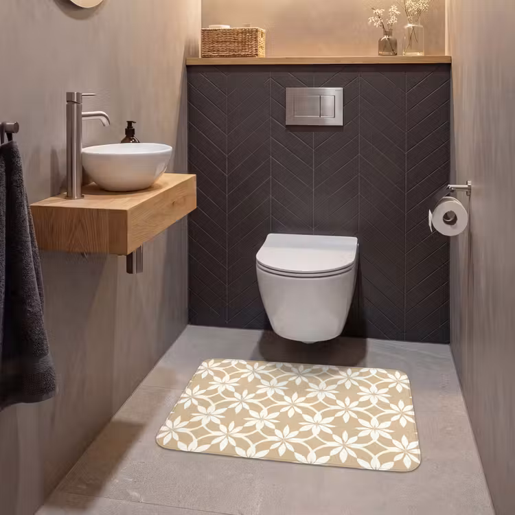 Bloemen - Patroon - Beige WCmat middel 1009 -sfeer2