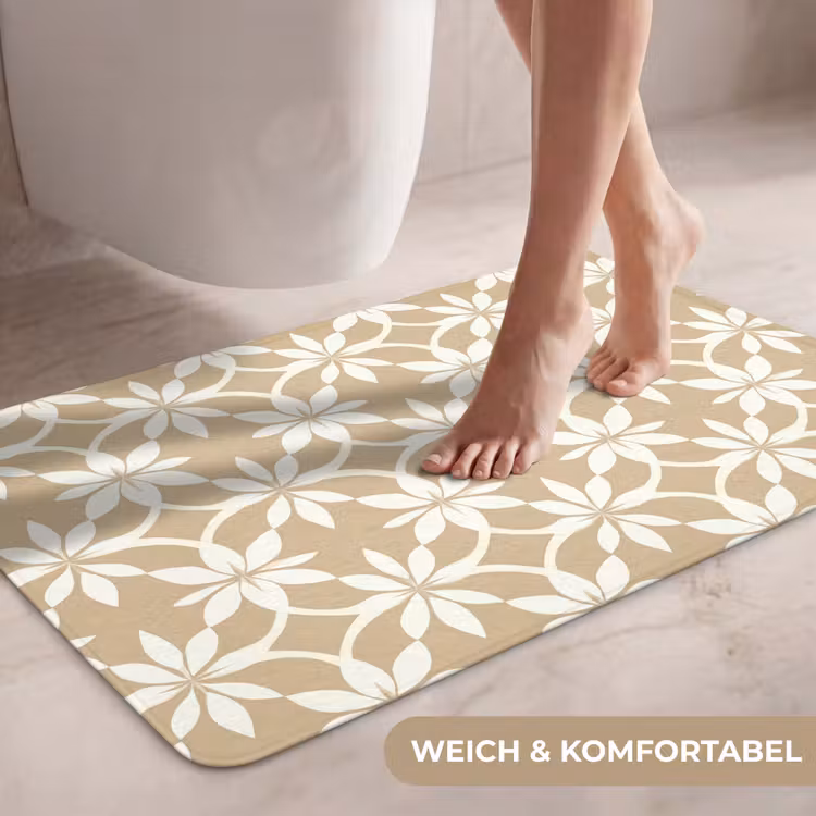 Bloemen - Patroon - Beige WCmat middel 1009 -USP_ZachtDE