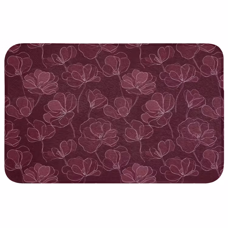 Bloemen - Patroon - Bordeauxrood WCmat middel 1009 -3d