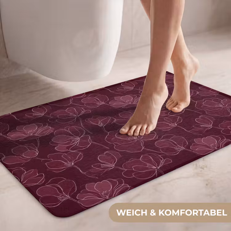 Bloemen - Patroon - Bordeauxrood WCmat middel 1009 -USP_ZachtDE