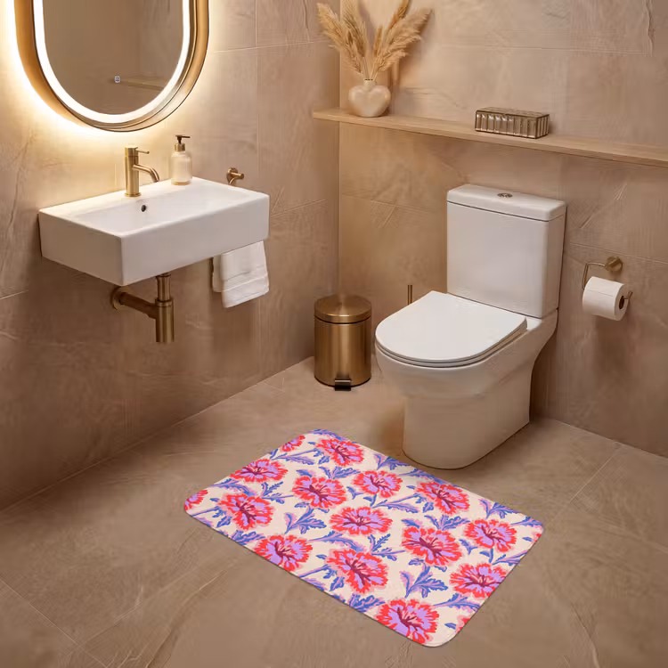 Bloemen - Patroon - Meerkleurig WCmat middel 1009 -sfeer3