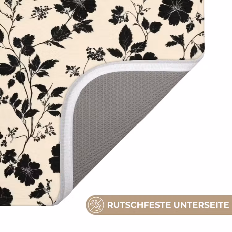 Bloemen - Dessin - Zwart WCmat middel 1009 -USP_AntislipDE