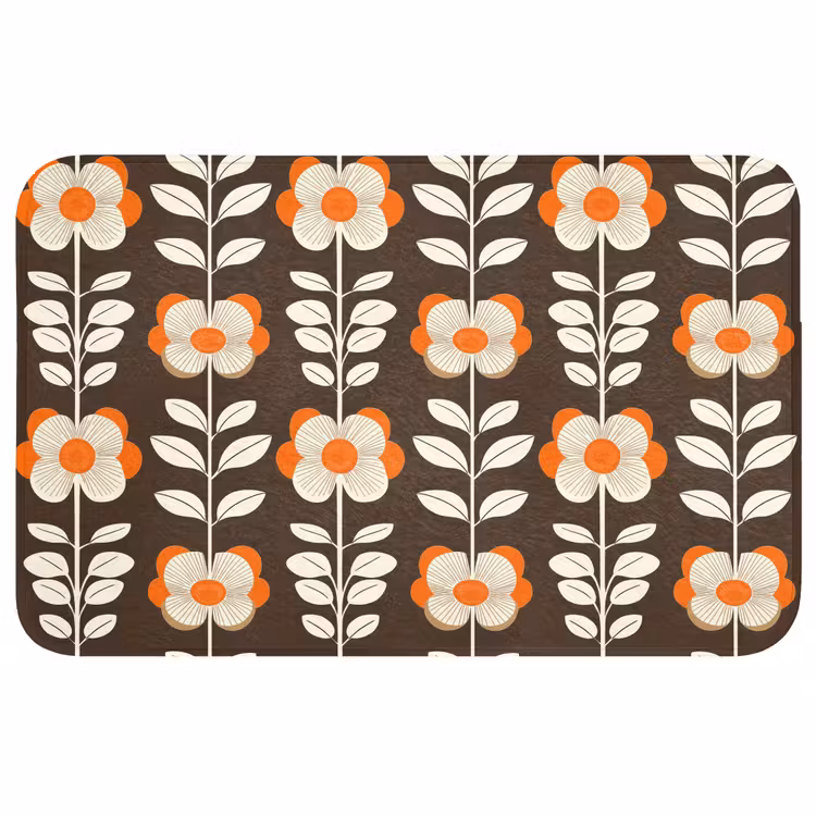 Bloemen - Retro - Bruin WCmat middel 1009 -3d