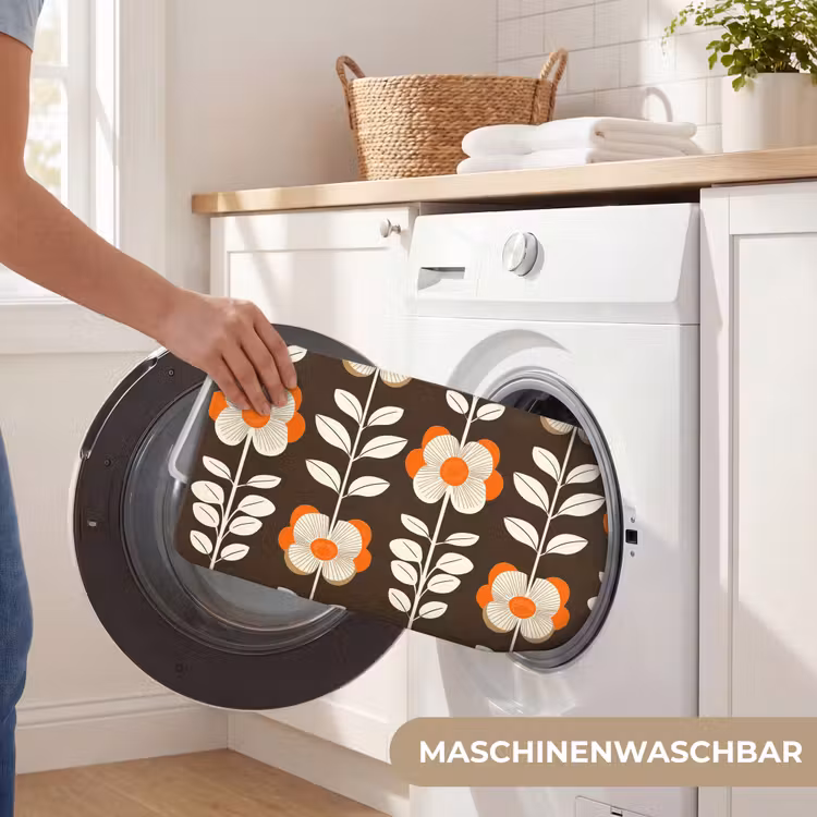Bloemen - Retro - Bruin WCmat middel 1009 -USP_WasbaarDE