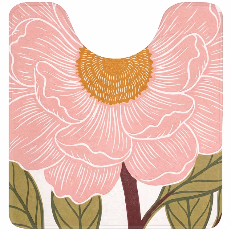 WC Vorleger - Blumen – Rosa – Illustration - Bloemen - Roze - Illustratie WCmat U-uitsnede middel