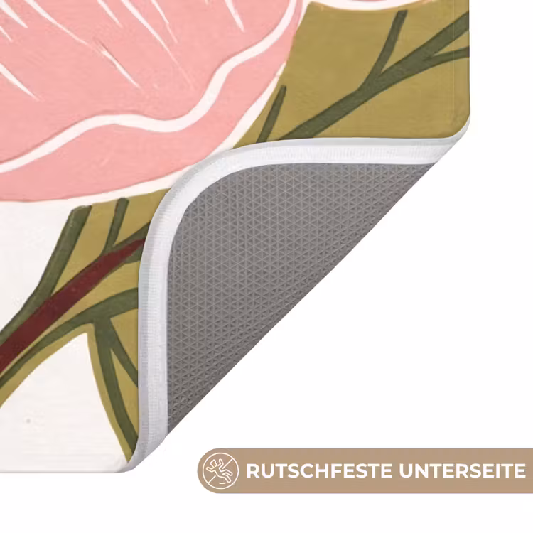 WC Vorleger - Blumen – Rosa – Illustration - Bloemen - Roze - Illustratie WCmat U-uitsnede middel