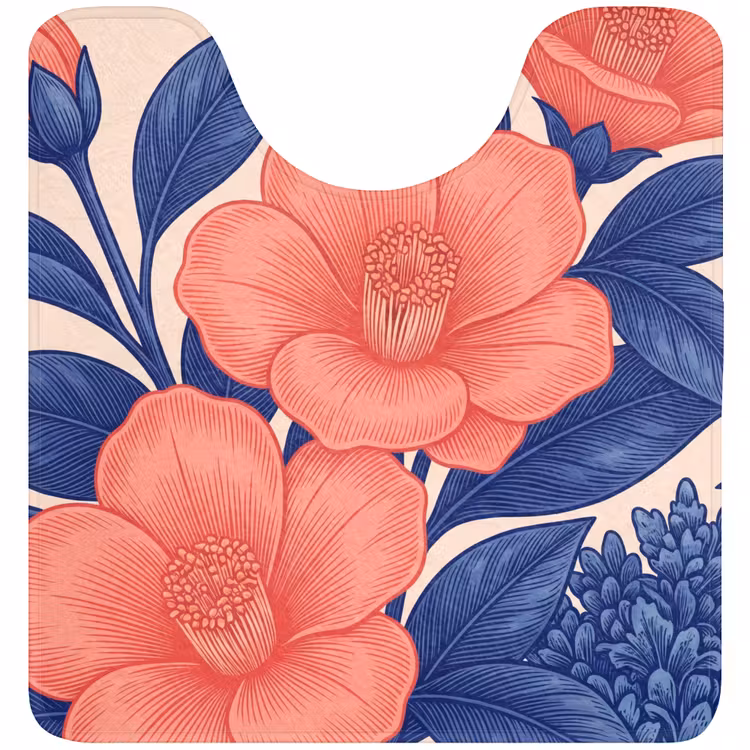 WC Vorleger - Blüten – Blätter – Botanik - Bloemen - Bladeren - Botanisch WCmat U-uitsnede middel