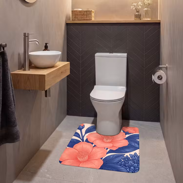 WC Vorleger - Blüten – Blätter – Botanik - Bloemen - Bladeren - Botanisch WCmat U-uitsnede middel
