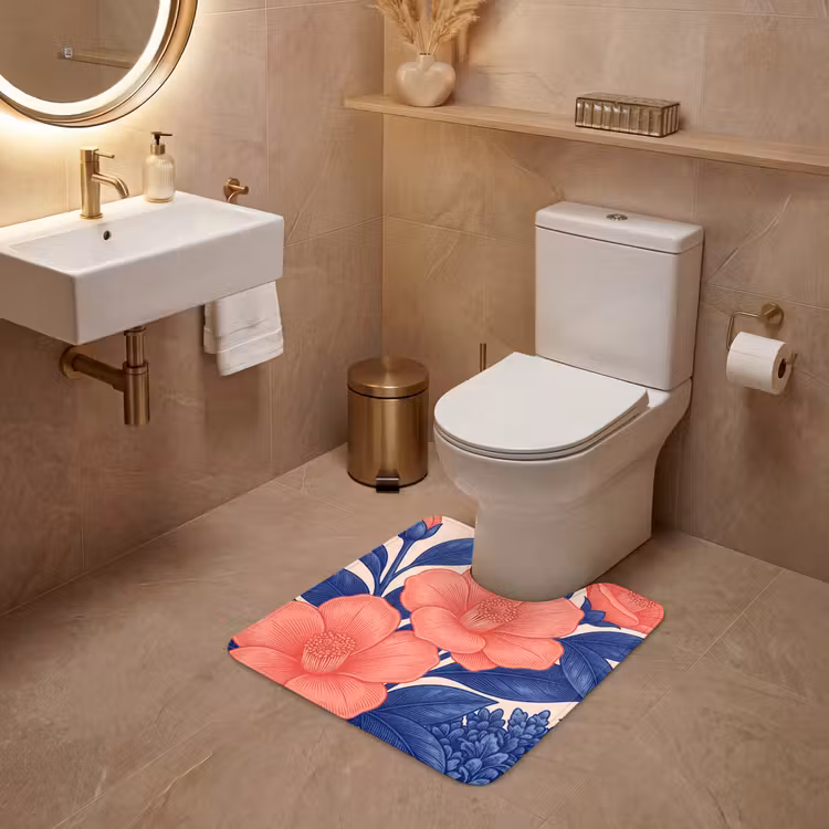 WC Vorleger - Blüten – Blätter – Botanik - Bloemen - Bladeren - Botanisch WCmat U-uitsnede middel