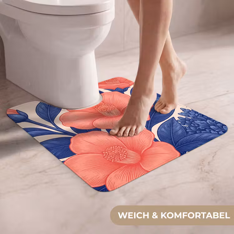 WC Vorleger - Blüten – Blätter – Botanik - Bloemen - Bladeren - Botanisch WCmat U-uitsnede middel