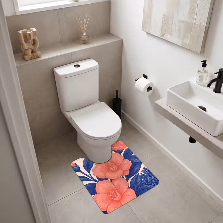 WC Vorleger - Blüten – Blätter – Botanik - Bloemen - Bladeren - Botanisch WCmat U-uitsnede middel