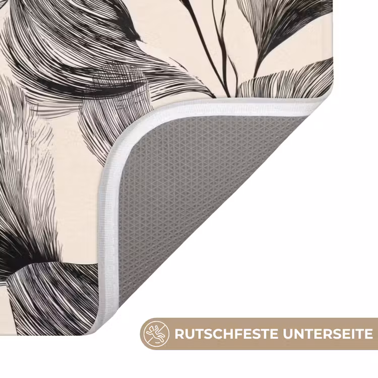 Botanisch - Bladeren - Zwart WCmat middel 1009 -USP_AntislipDE