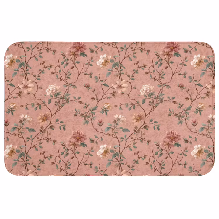 Botanisch - Bloemen - Roze WCmat middel 1009 -3d