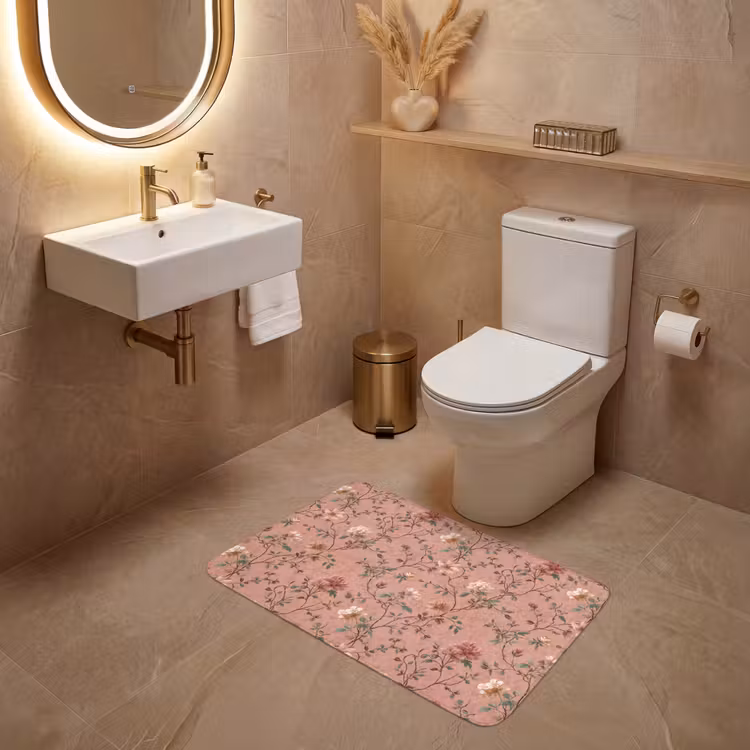Botanisch - Bloemen - Roze WCmat middel 1009 -sfeer3