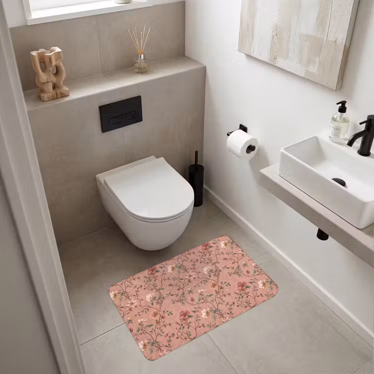 Botanisch - Bloemen - Roze WCmat middel 1009 -sfeer1