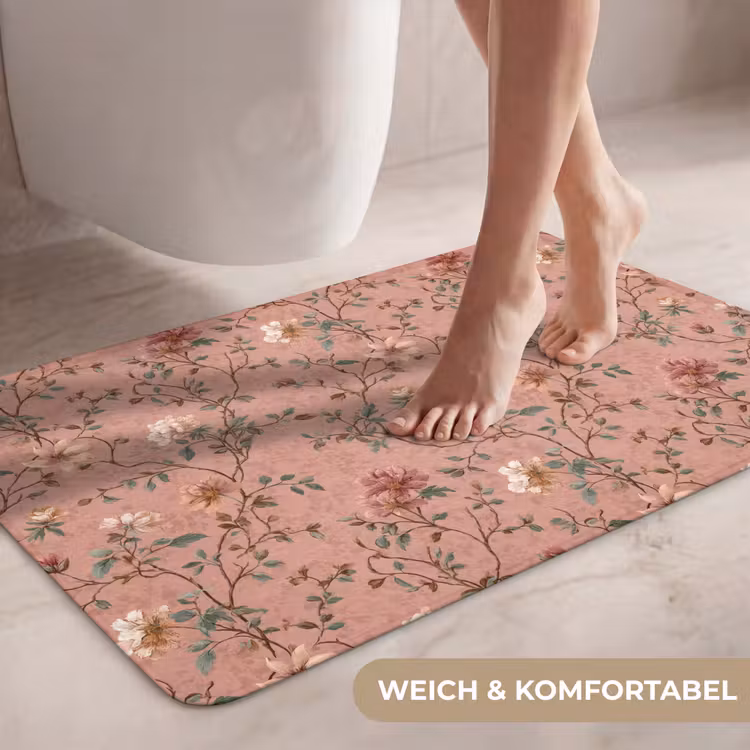 Botanisch - Bloemen - Roze WCmat middel 1009 -USP_ZachtDE